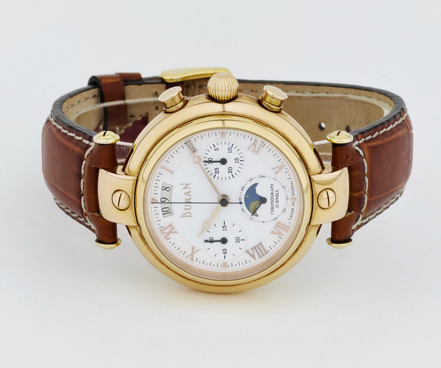 BURAN Poljot Basilika Moon Phase Chronograph Cal. 31679 Rose gold plated