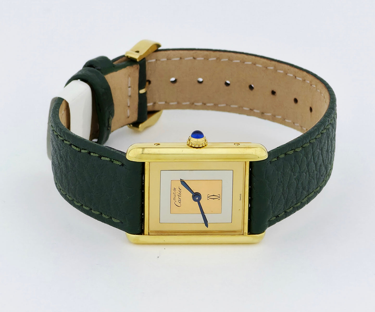 Vintage Cartier Must De Tank Mechanical 925 silver & Gold plated Unisex watch