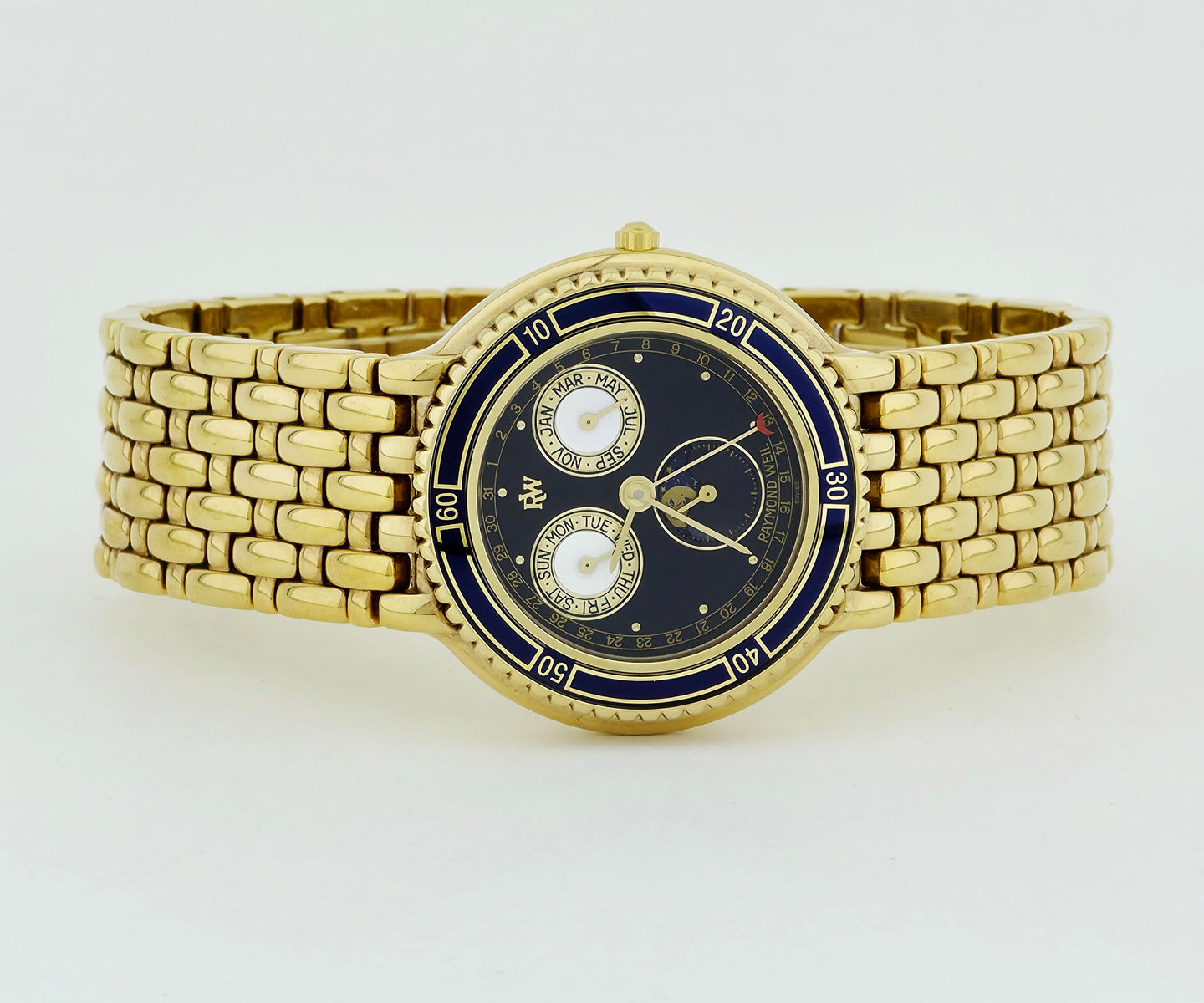 Raymond Weil Day-Date Moon Phase Quartz, 18K Gold Electroplated Unisex watch 33mm