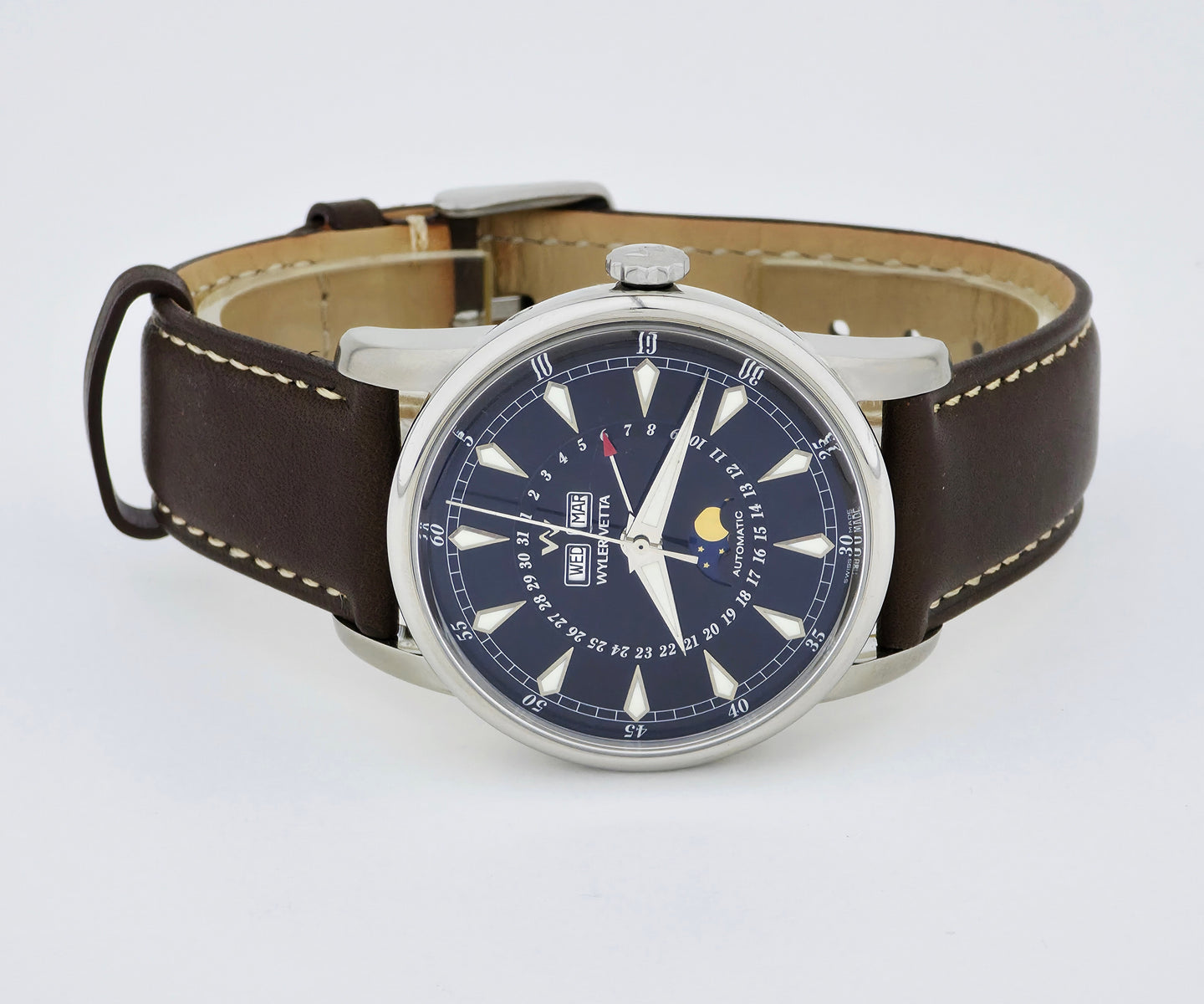Wyler Vetta beaux arts Moon phase full calendar 39mm Steel Men's watch  WV 0056 EE