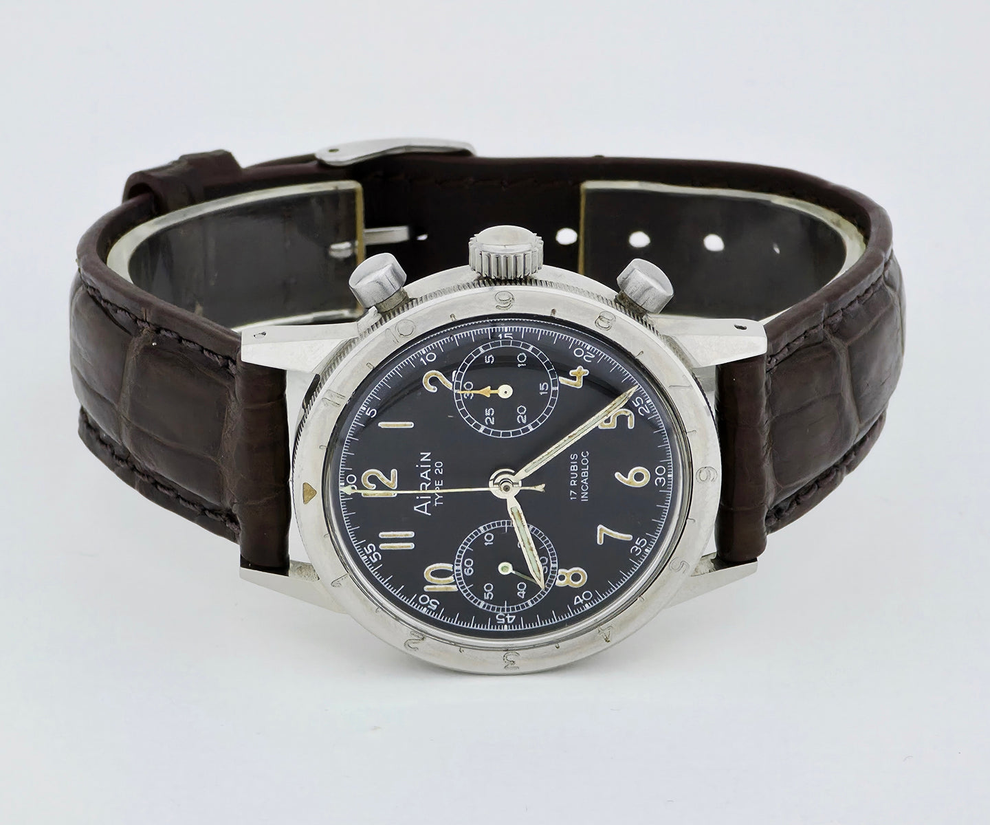 Vintage AIRAIN Type XX chronograph mechanical Cal. 22 Steel case 37mm