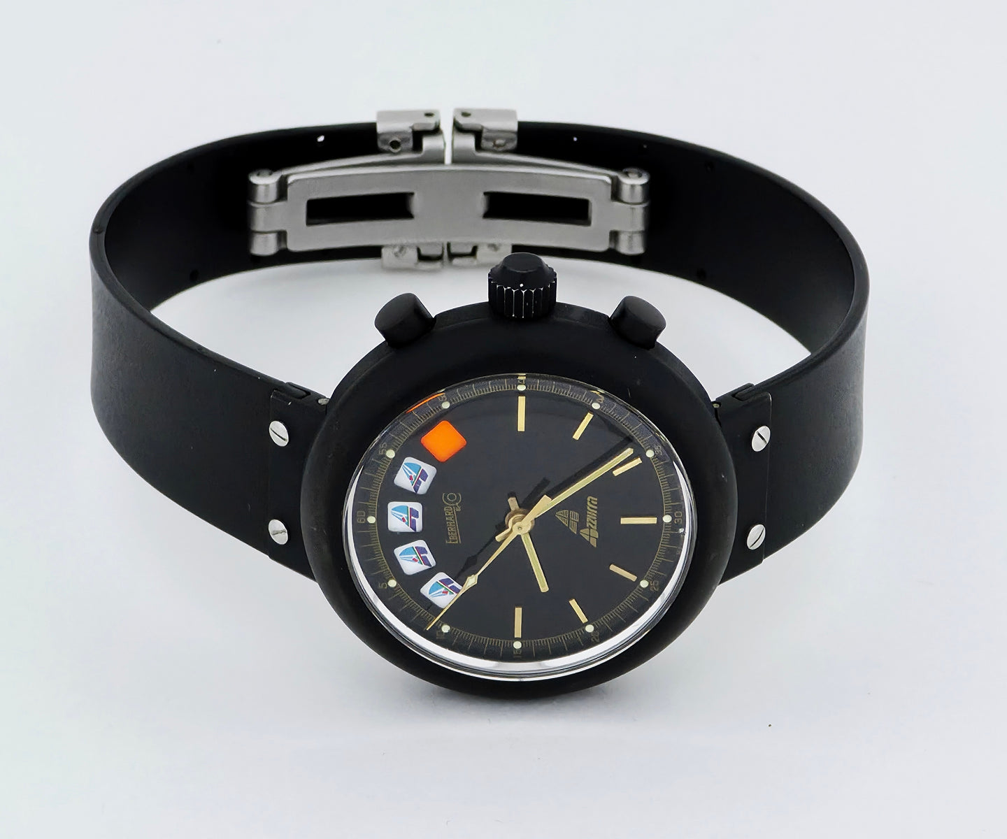 Eberhard Azzurra chronograph automatic Cal. 7757 Steel & Black PVD case 38mm Ref: 31700