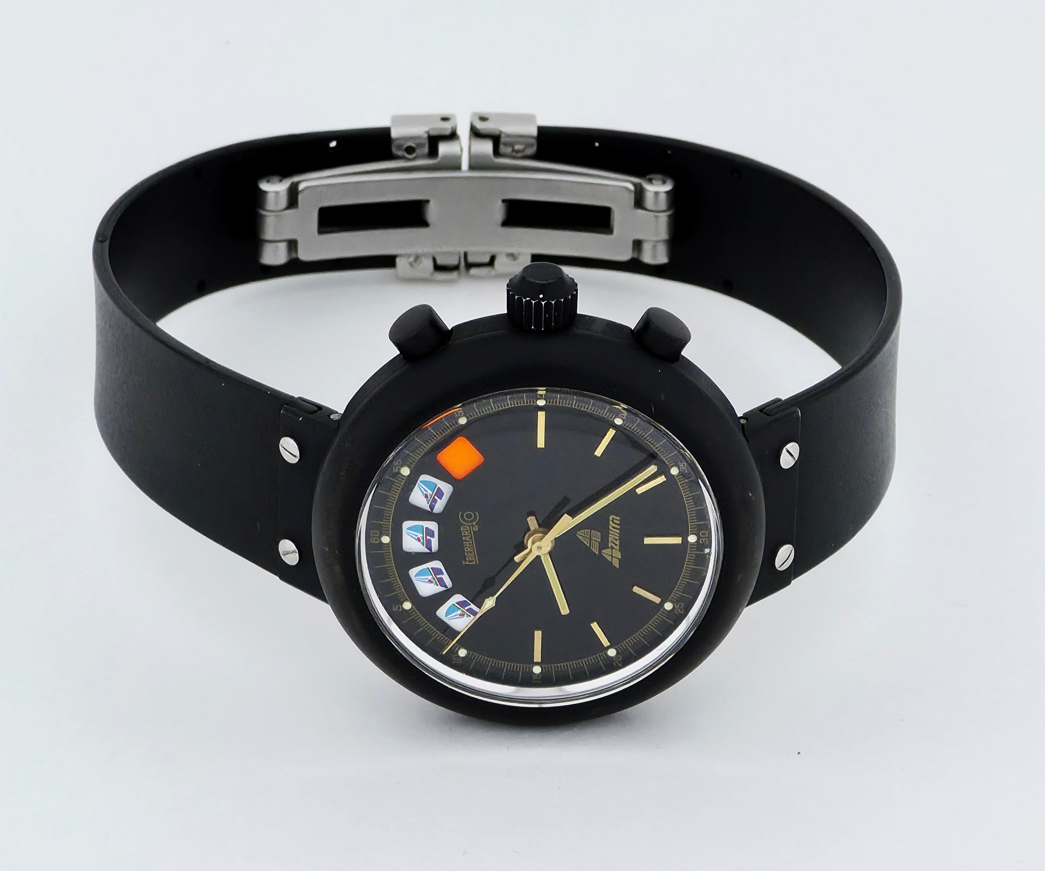Eberhard Azzurra chronograph automatic Cal. 7757 Steel & Black PVD case 38mm Ref: 31700