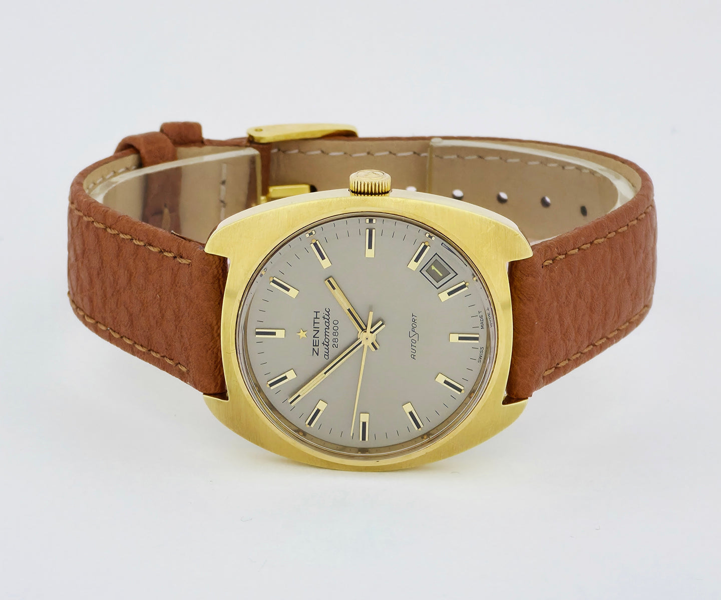 Vintage ZENITH AutoSport 28800 Automatic Cal. 2562 PC Steel & Gold filed 35mm