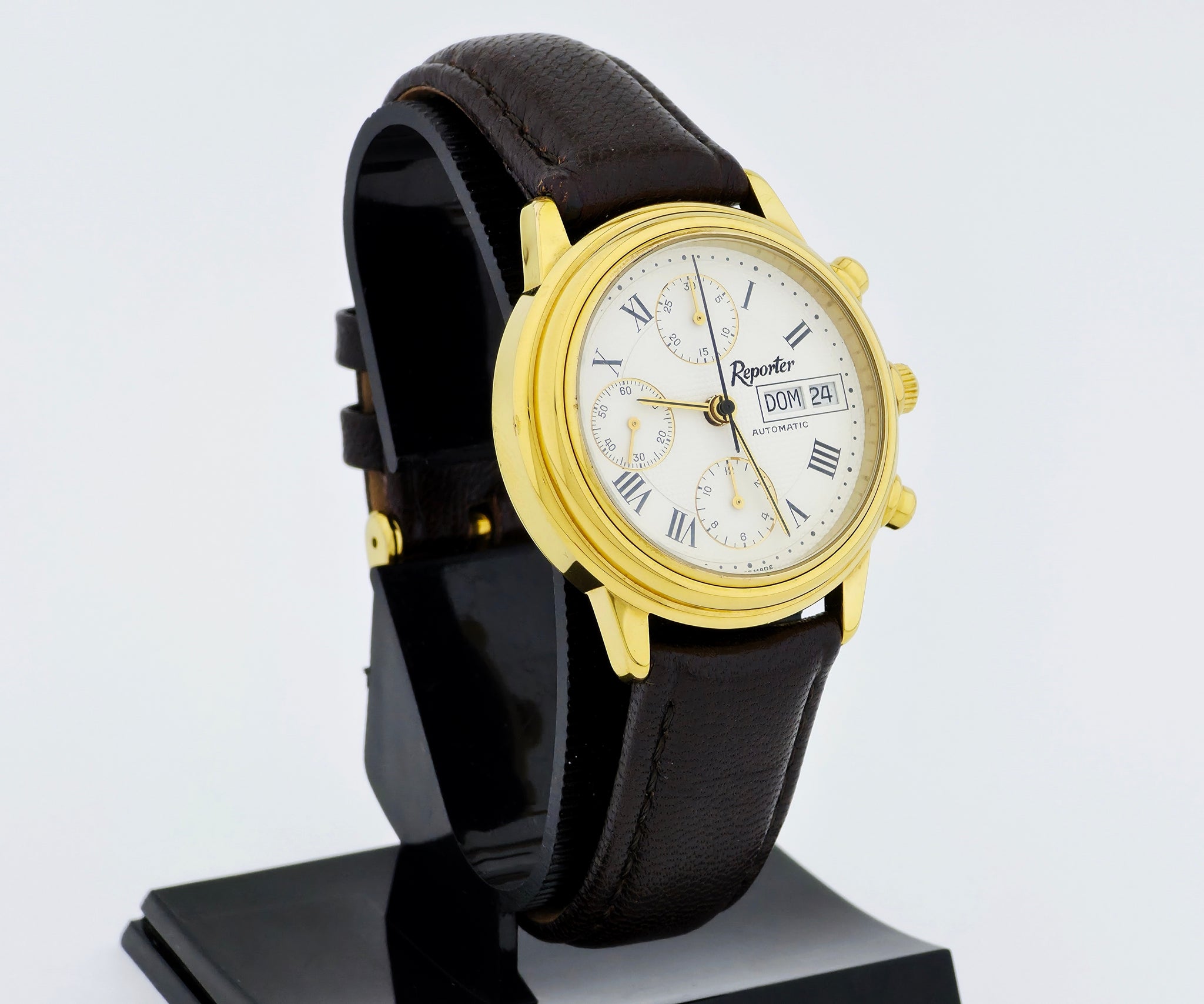Reporter Chronograph automatic Valjoux Cal. 7750 Gold plated case 37mm