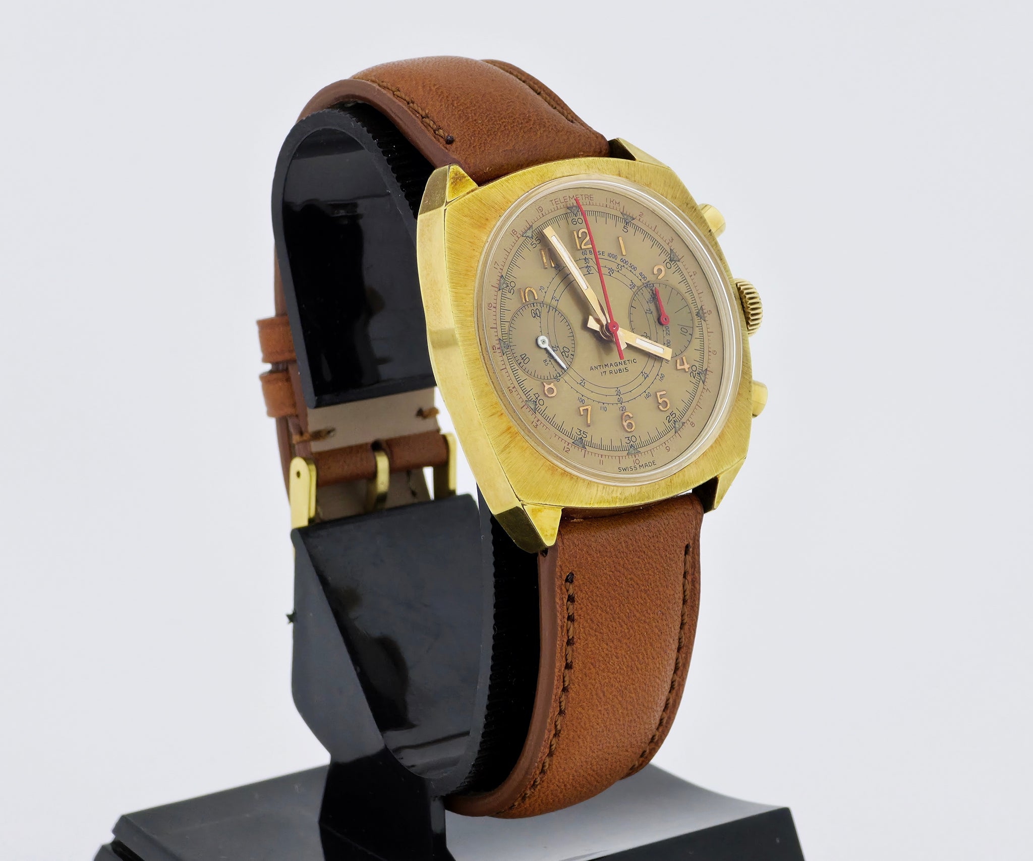 Vintage chronograph valjoux 7733 mechanical, Golden dial, Steel & Gold Plated 37mm
