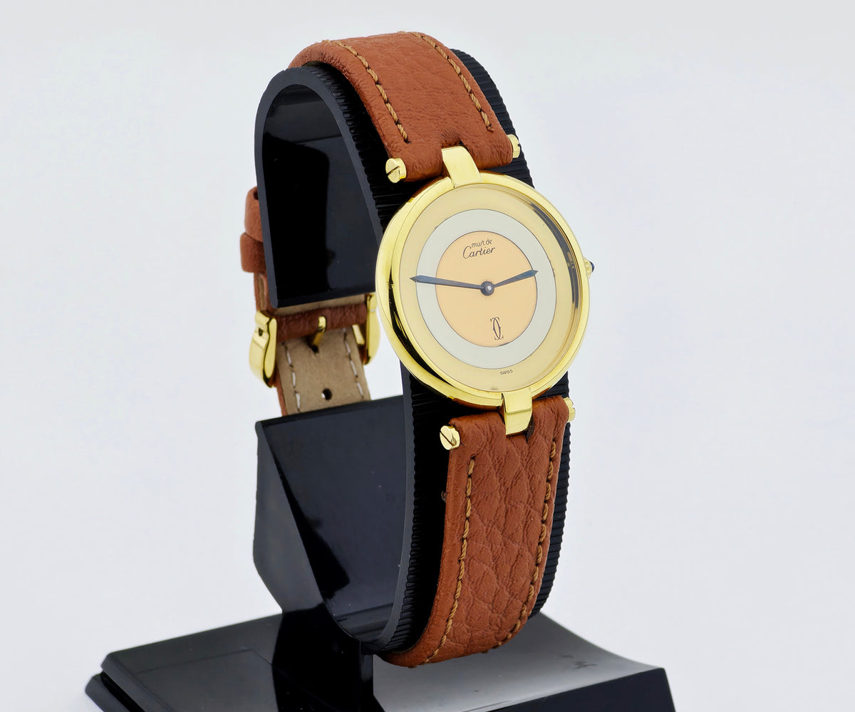 Cartier Must de Vendome Quartz 925 Silver & Gold plated 30mm round Unisex watch