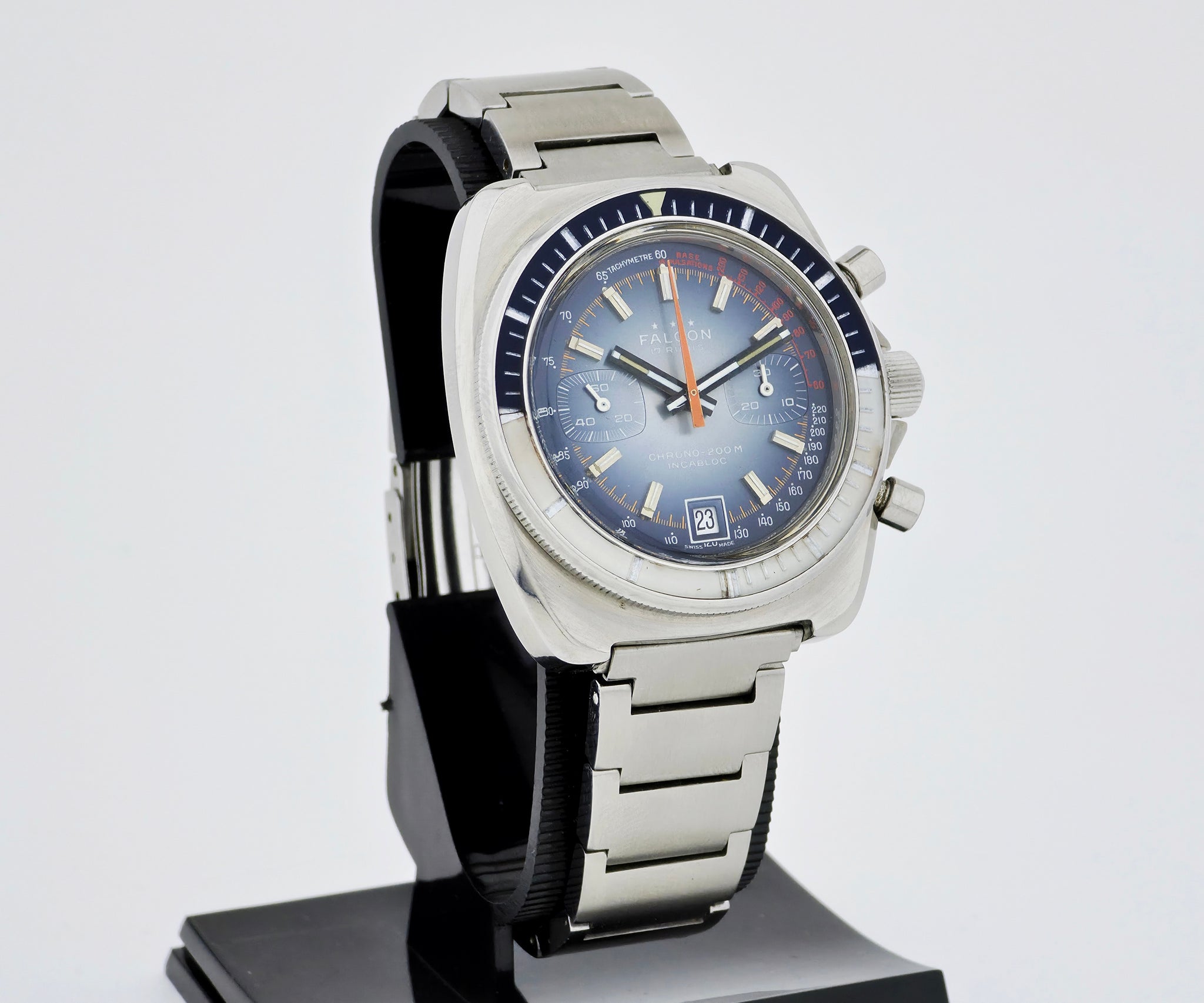 Vintage FALCON chronograph mechanical Cal. 7734 Steel Diver watch 42mm
