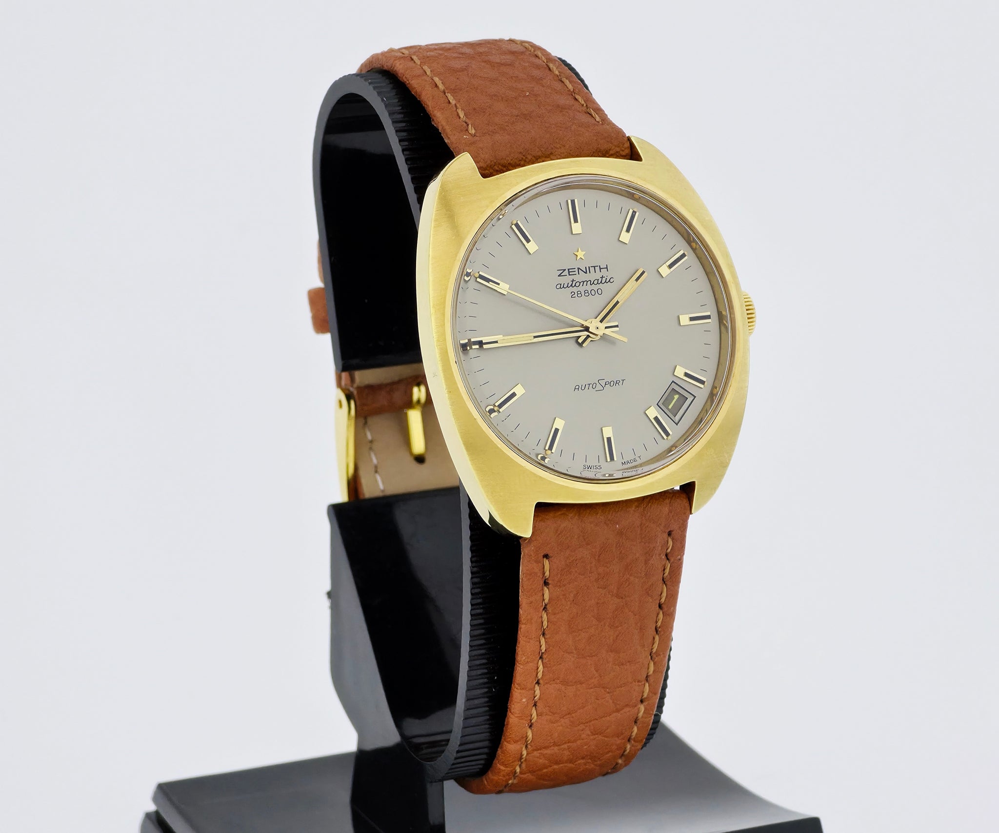 Vintage ZENITH AutoSport 28800 Automatic Cal. 2562 PC Steel & Gold filed 35mm