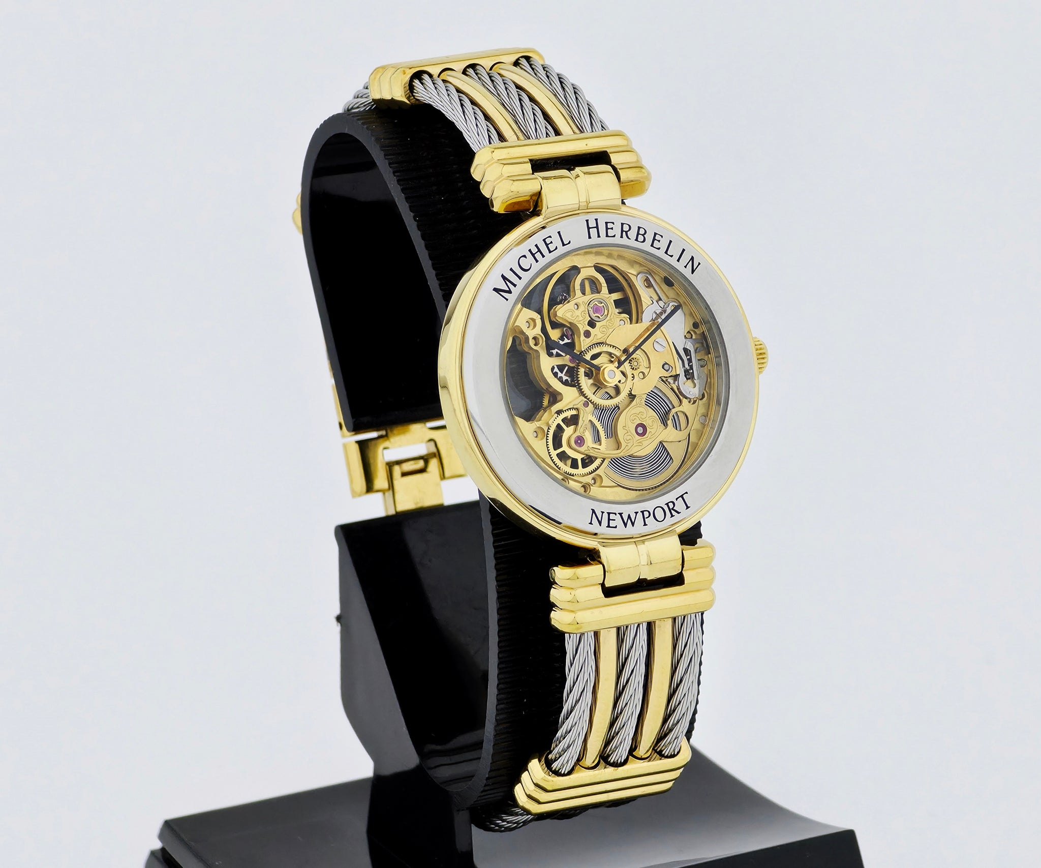 Michel Herbelin Newport Skeleton mechanical, 35mm Steel & Gold plated Ref: 1255