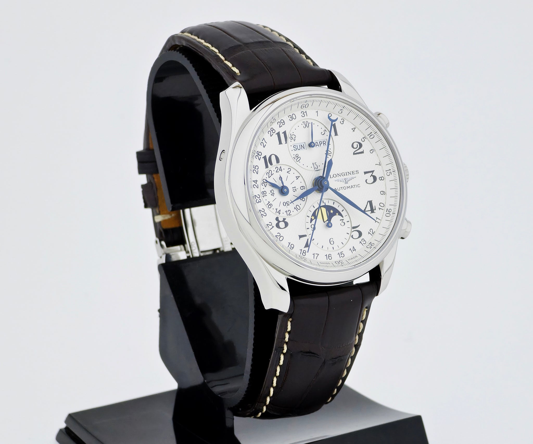 LONGINES master collection GMT chrono full calendar MoonPhase, 40mm Steel L2.673.4