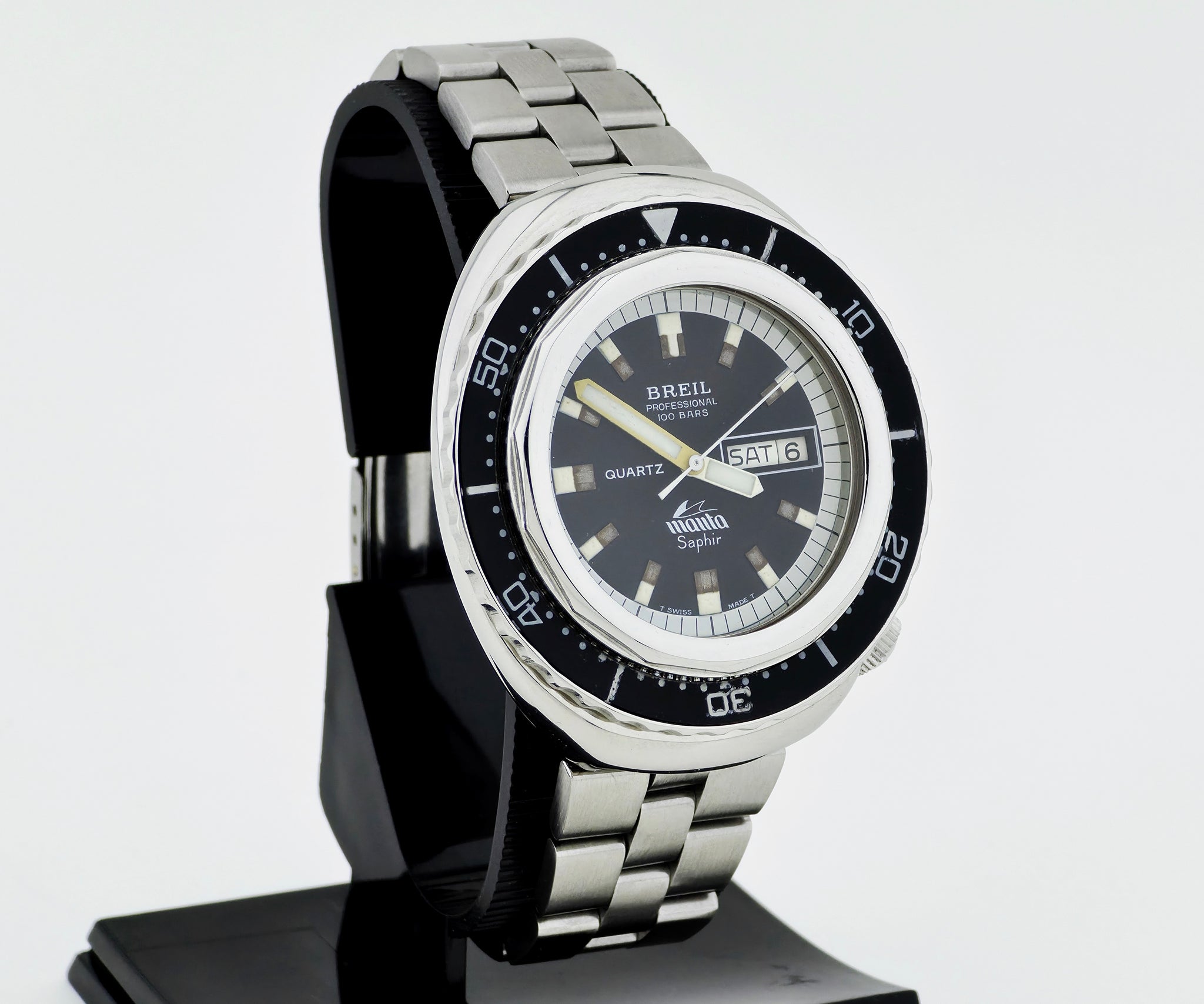 Vintage BREIL MANTA Quartz 1000 meters, Squale-like case 44mm Men's watch