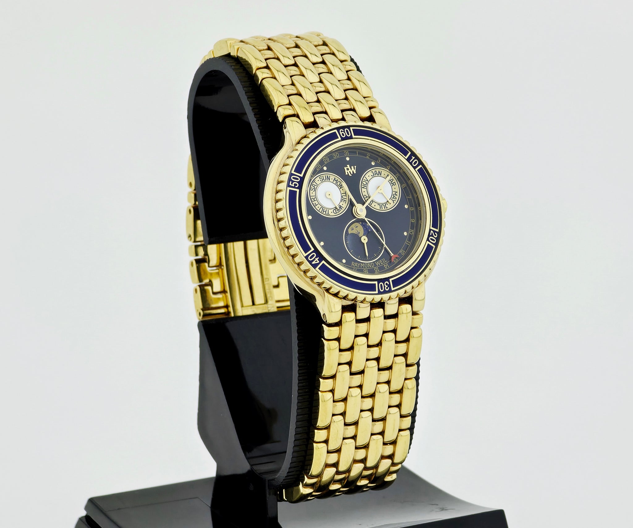 Raymond Weil Day-Date Moon Phase Quartz, 18K Gold Electroplated Unisex watch 33mm