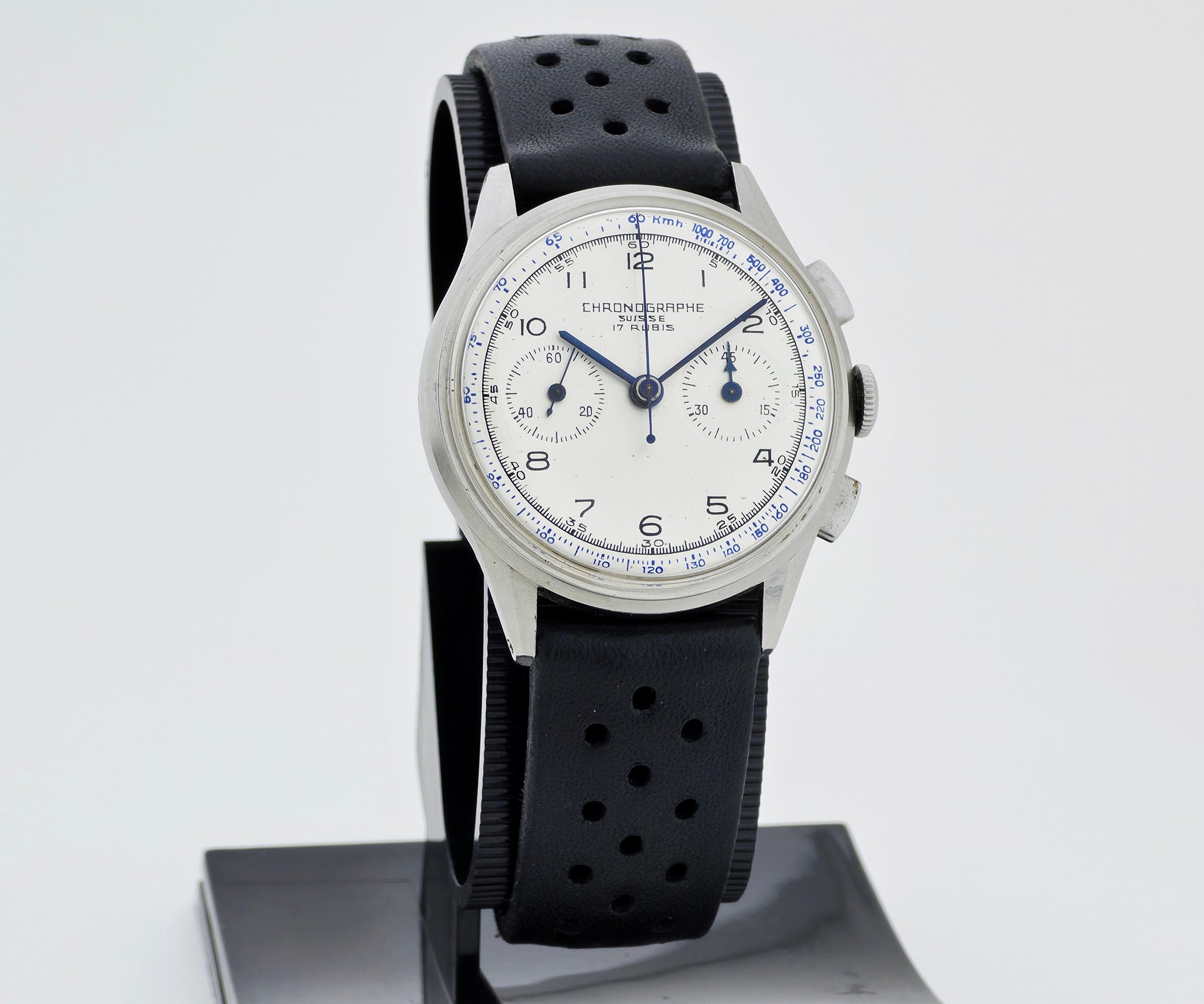 1940s Swiss Chronographe mechanical Excelsior Park 4.  Steel case 35.5mm