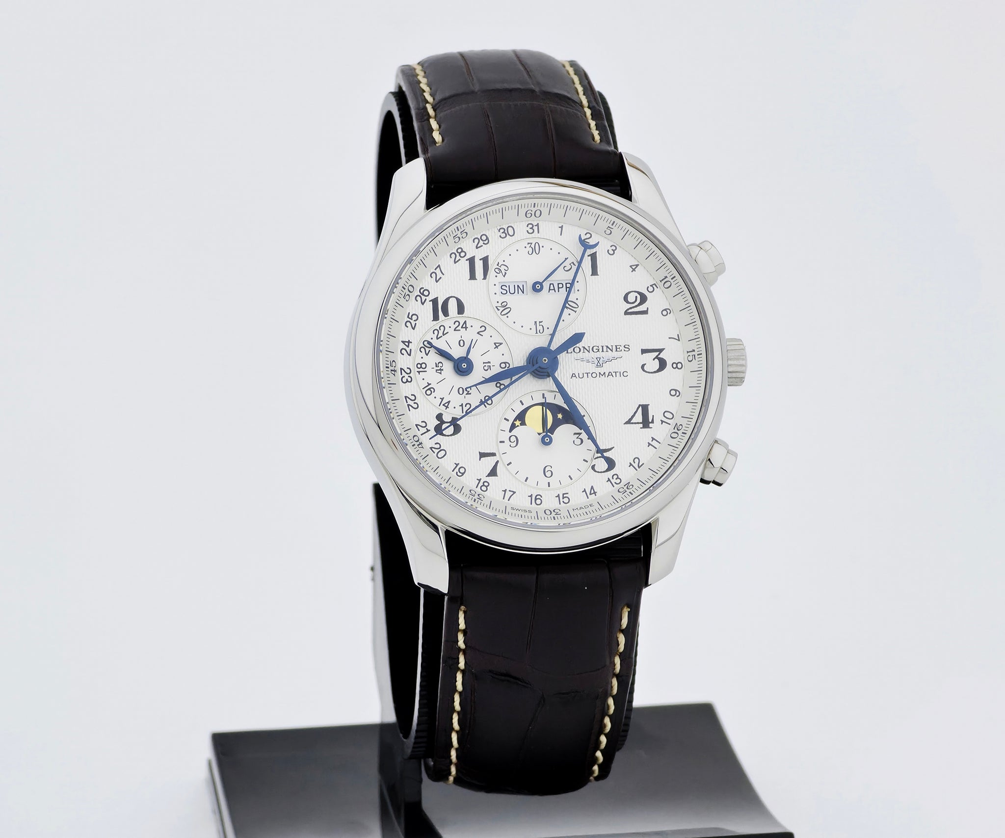 LONGINES master collection GMT chrono full calendar MoonPhase, 40mm Steel L2.673.4