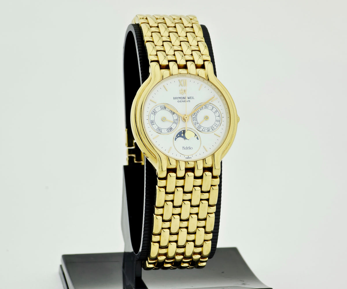 Raymond Weil Fidelio 2000 Quartz, Moon Phase 18K Gold Electroplated