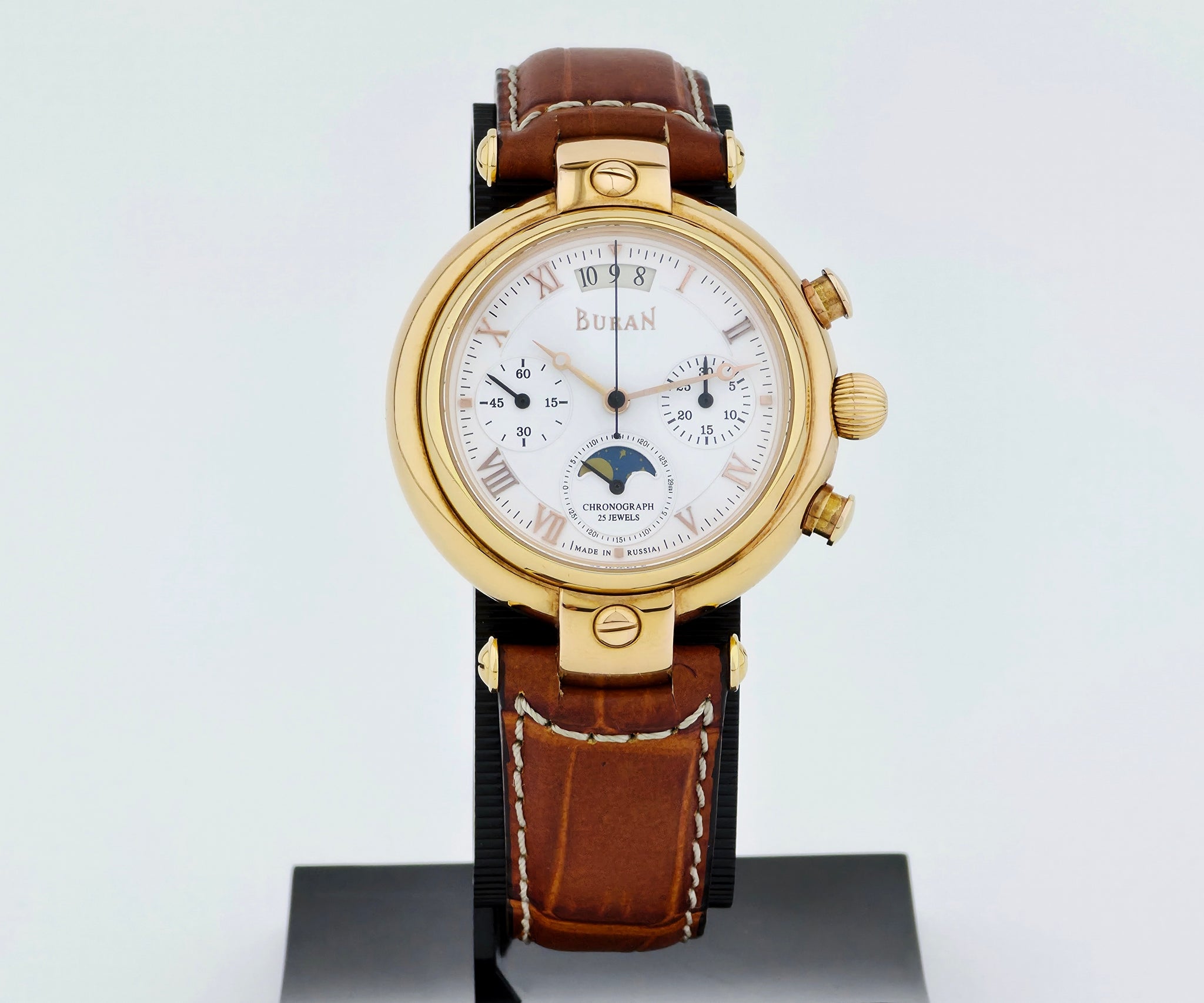 BURAN Poljot Basilika Moon Phase Chronograph Cal. 31679 Rose gold plated