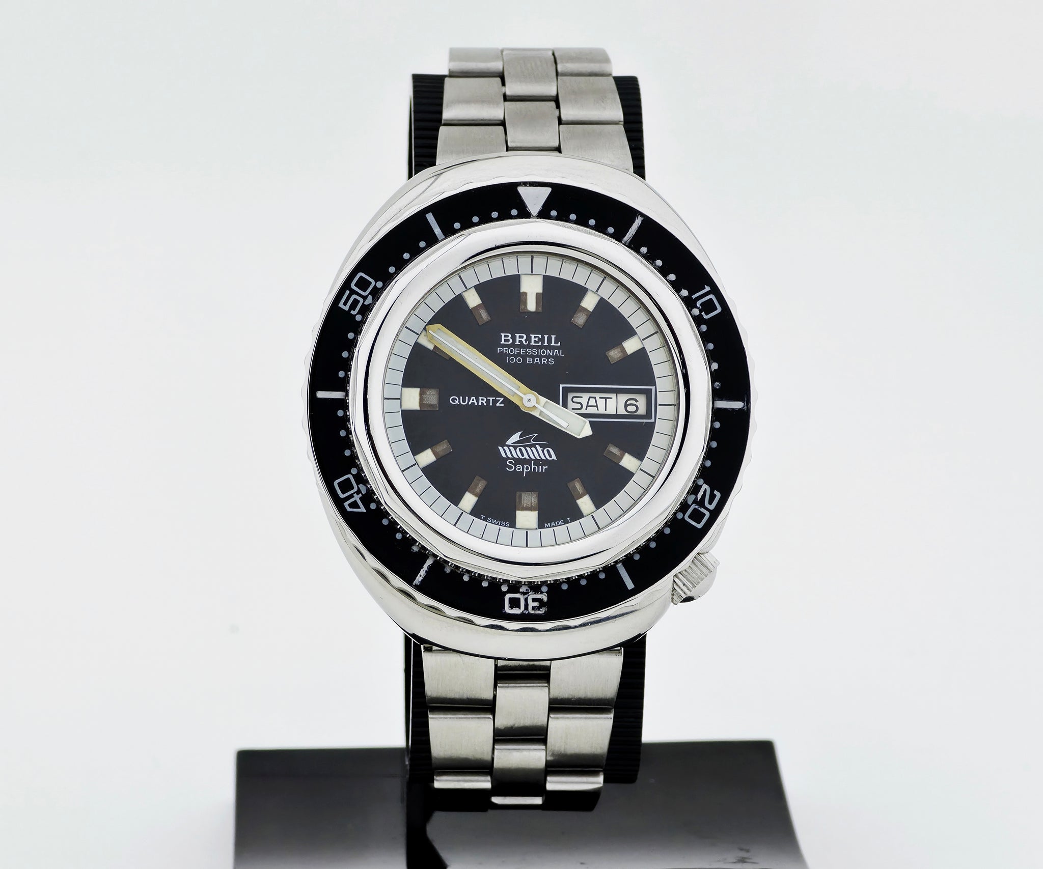 Vintage BREIL MANTA Quartz 1000 meters, Squale-like case 44mm Men's watch