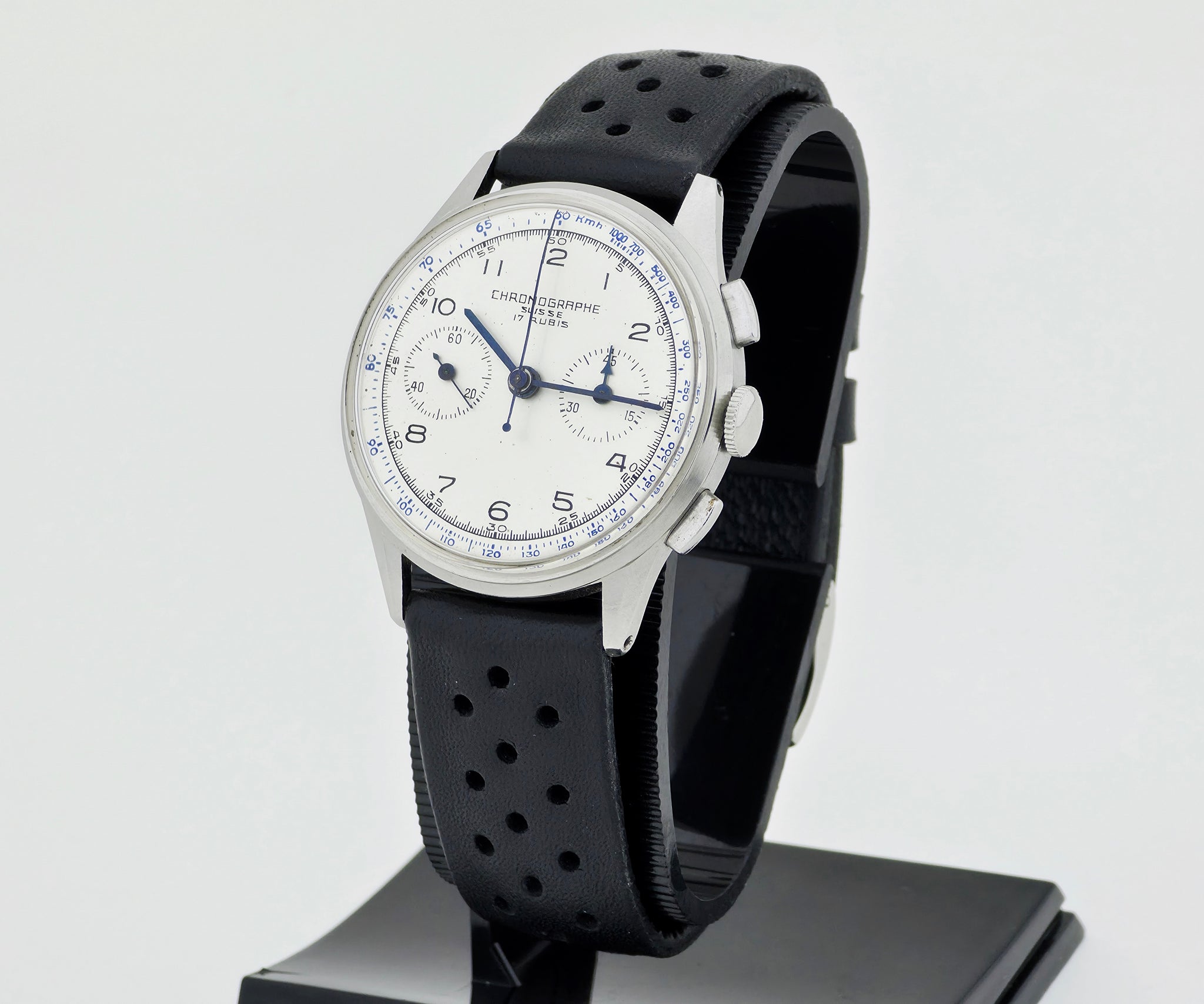 1940s Swiss Chronographe mechanical Excelsior Park 4.  Steel case 35.5mm