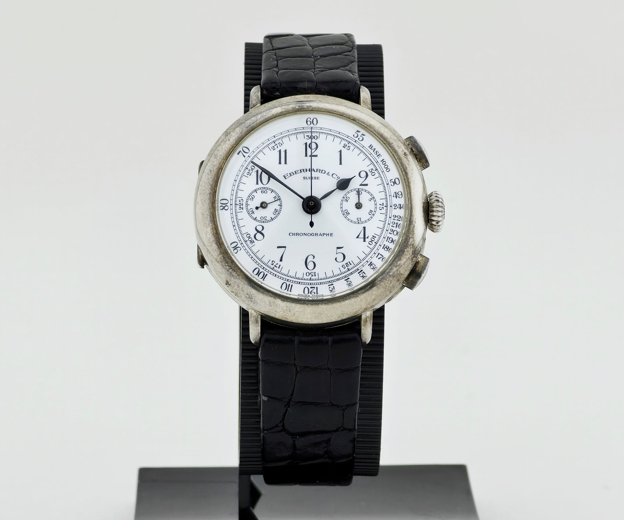 Vintage Eberhard & Co Chronograph mechanical Cal. 310-8. 925 Silver case 38mm Ref: 31008