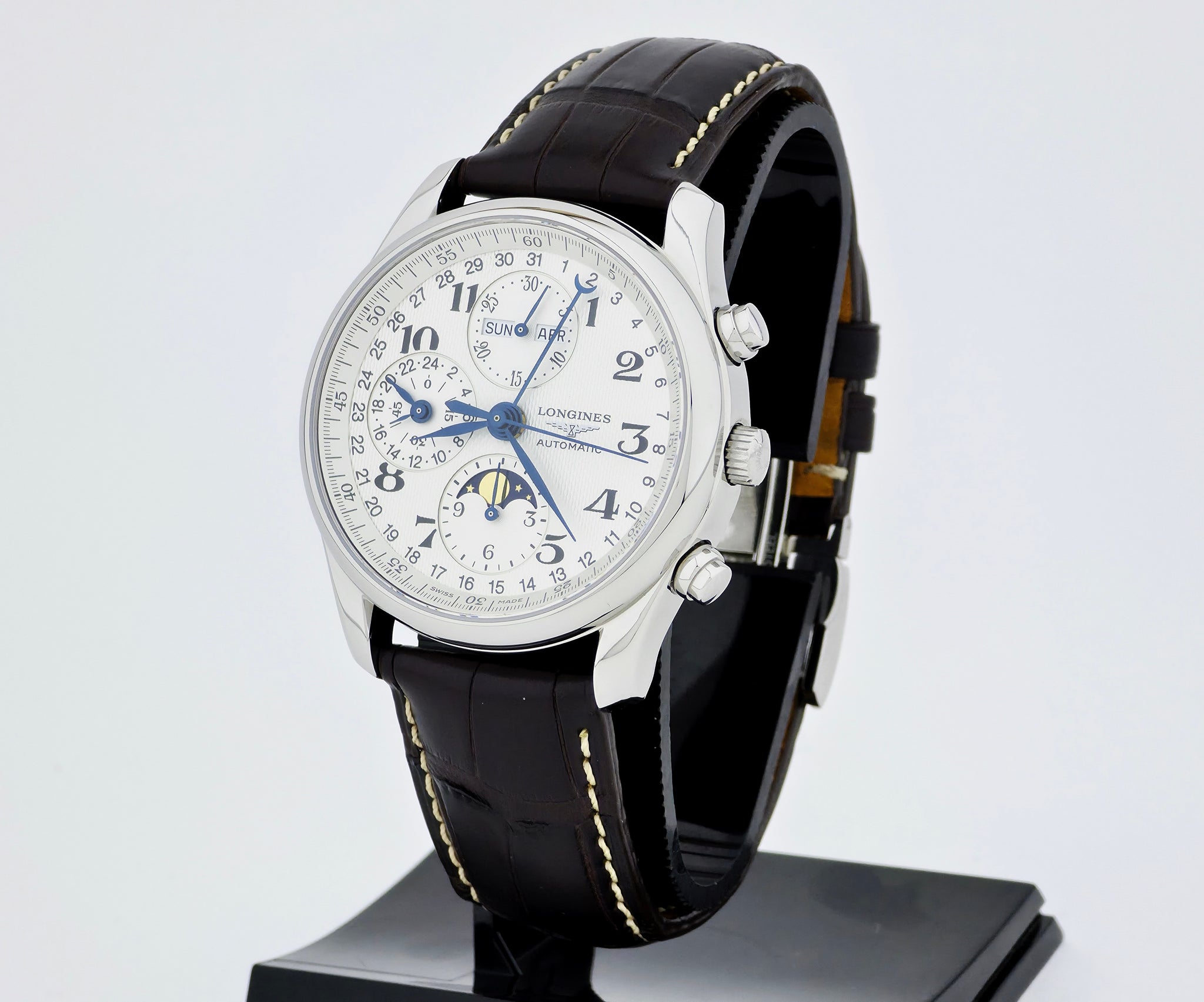 LONGINES master collection GMT chrono full calendar MoonPhase, 40mm Steel L2.673.4