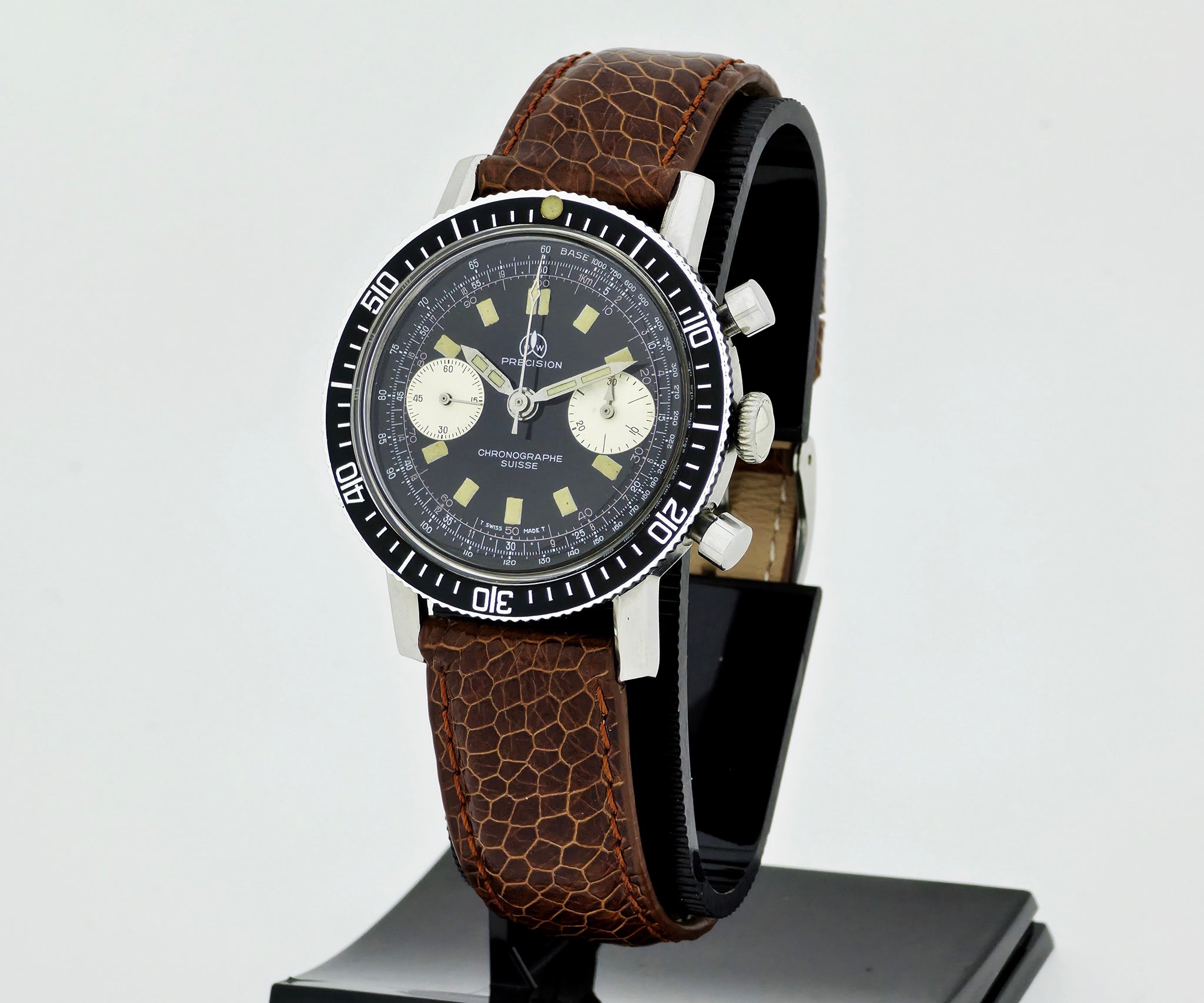 Vintage Ollech & Waj “Precision” Chronograph Mechanical Valjoux 92 Reverse Panda