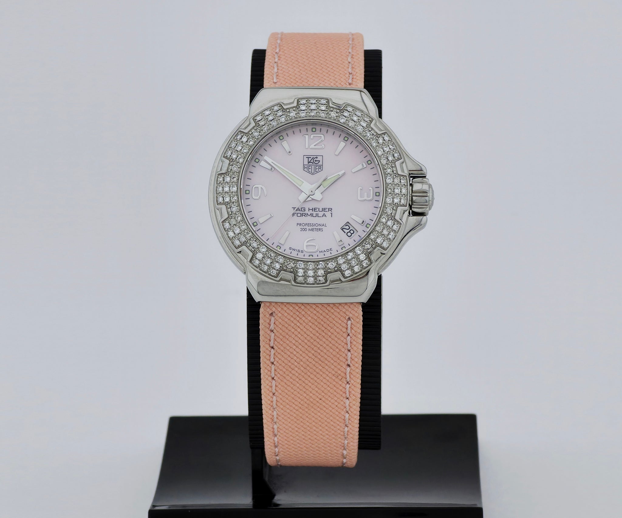Ladies TAG Heuer Formula 1 Quartz, 36mm Steel case & Diamond Bezel Ref: WAC1216