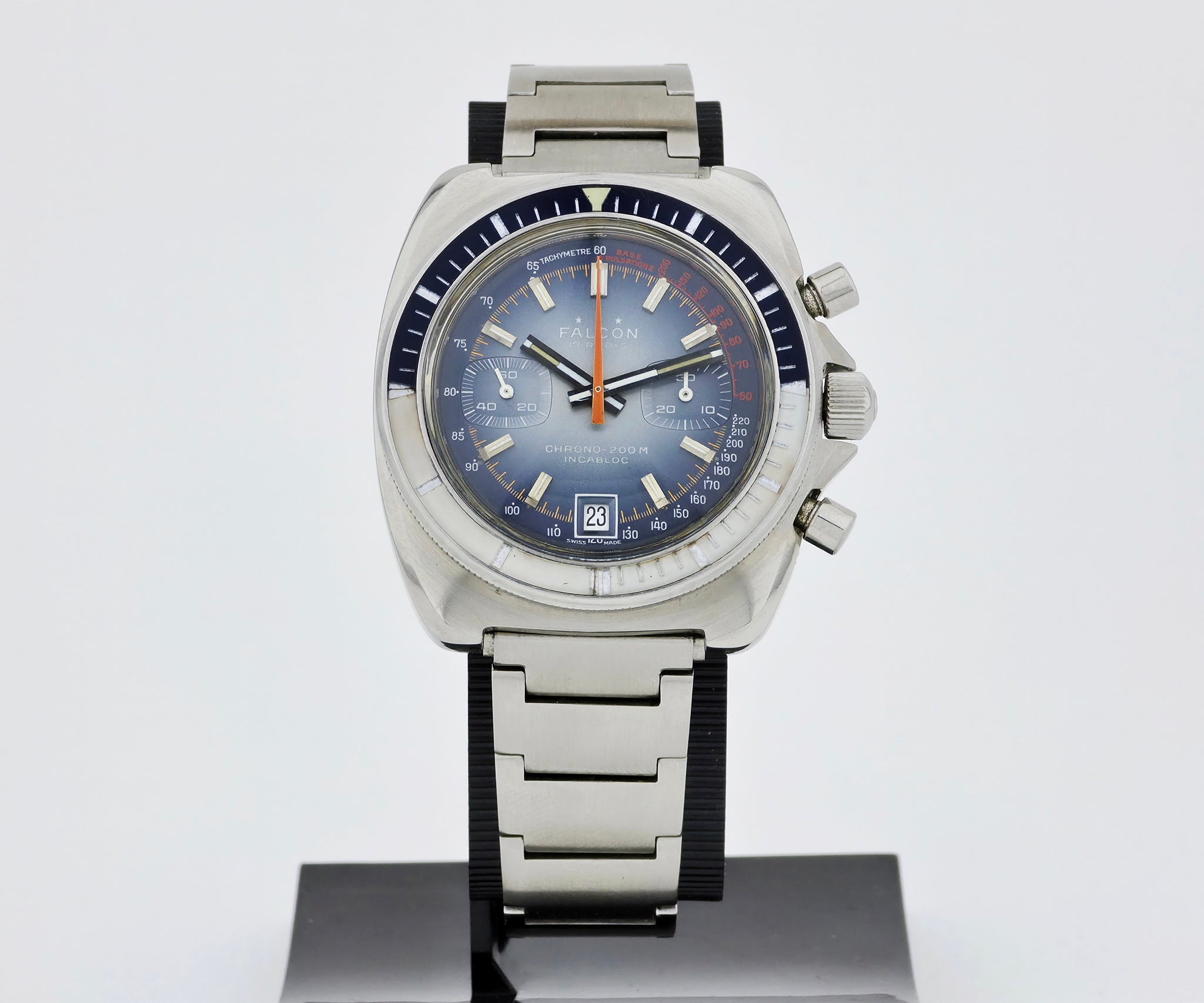 Vintage FALCON chronograph mechanical Cal. 7734 Steel Diver watch 42mm