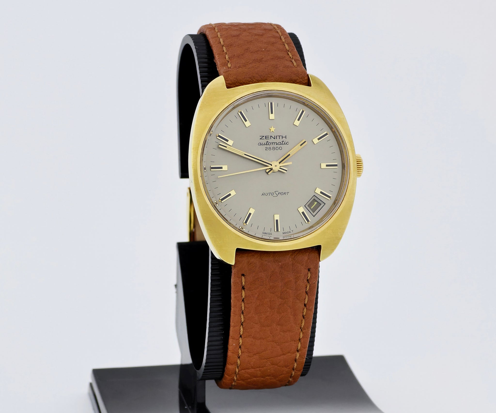 Vintage ZENITH AutoSport 28800 Automatic Cal. 2562 PC Steel & Gold filed 35mm