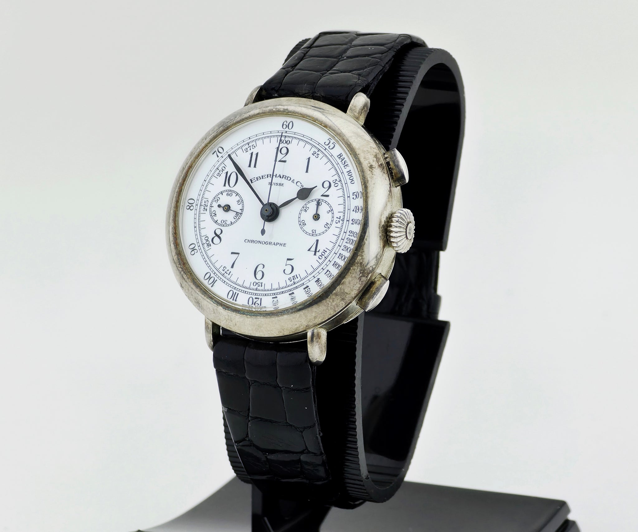 Vintage Eberhard & Co Chronograph mechanical Cal. 310-8. 925 Silver case 38mm Ref: 31008