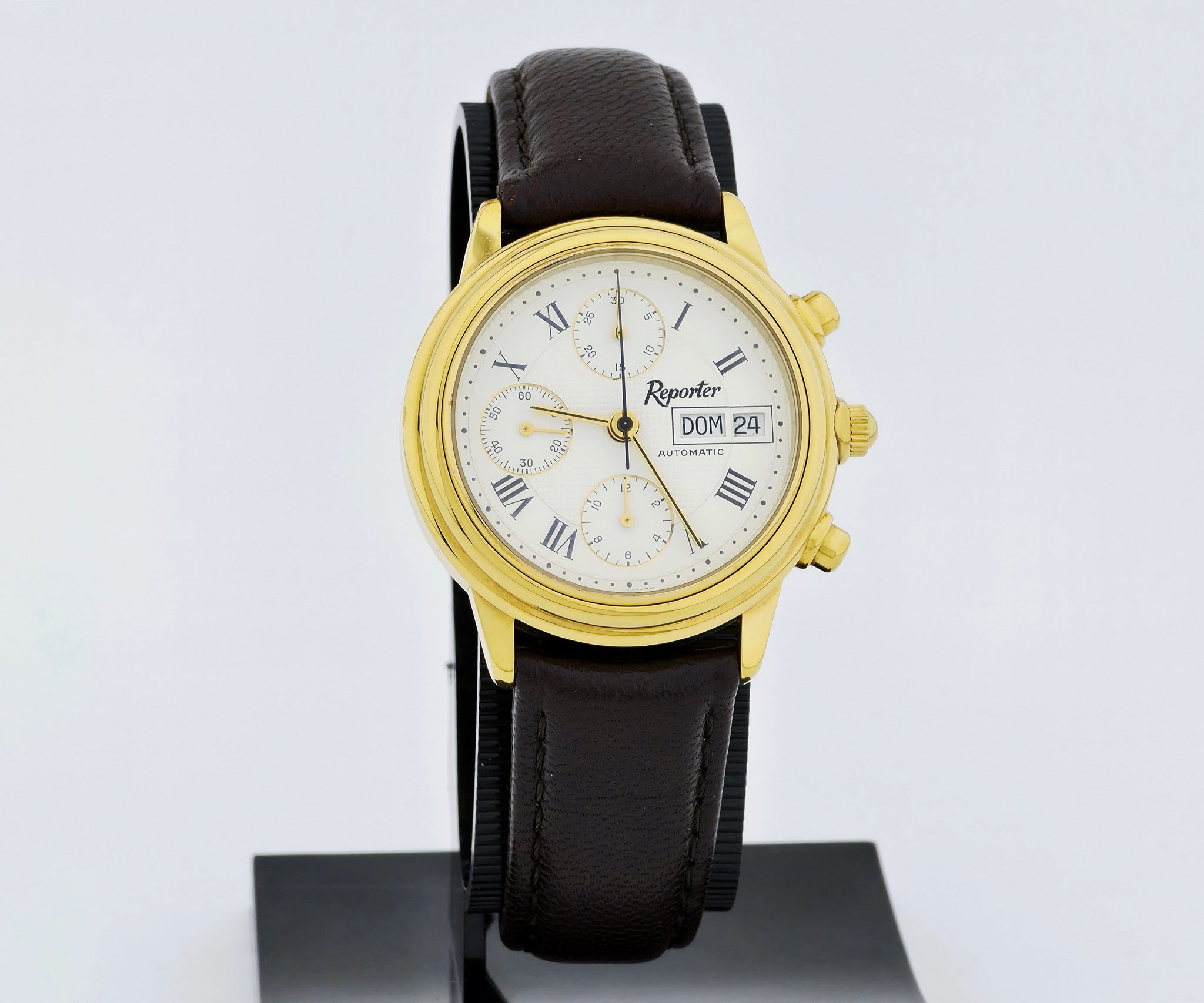 Reporter Chronograph automatic Valjoux Cal. 7750 Gold plated case 37mm