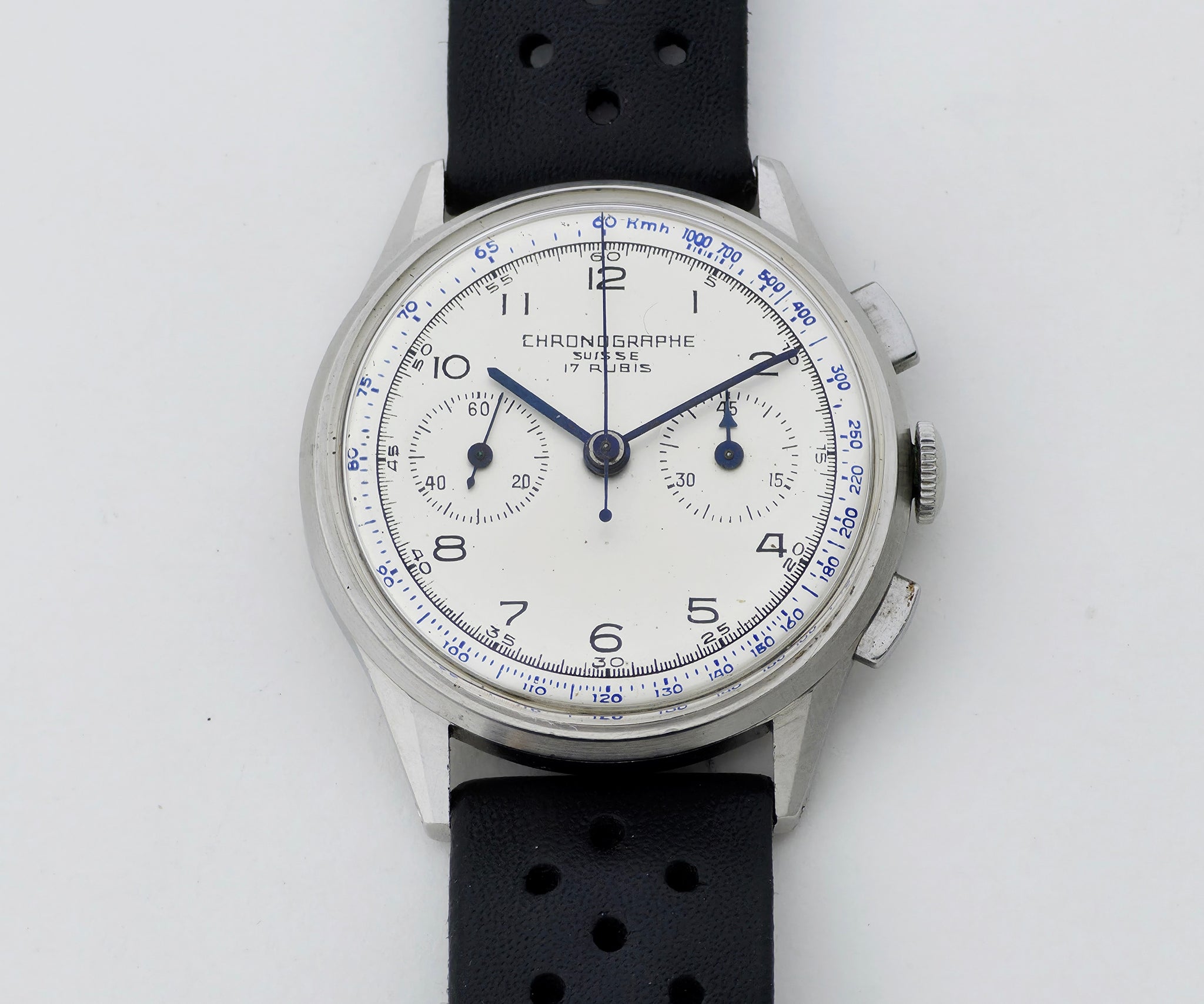 1940s Swiss Chronographe mechanical Excelsior Park 4.  Steel case 35.5mm