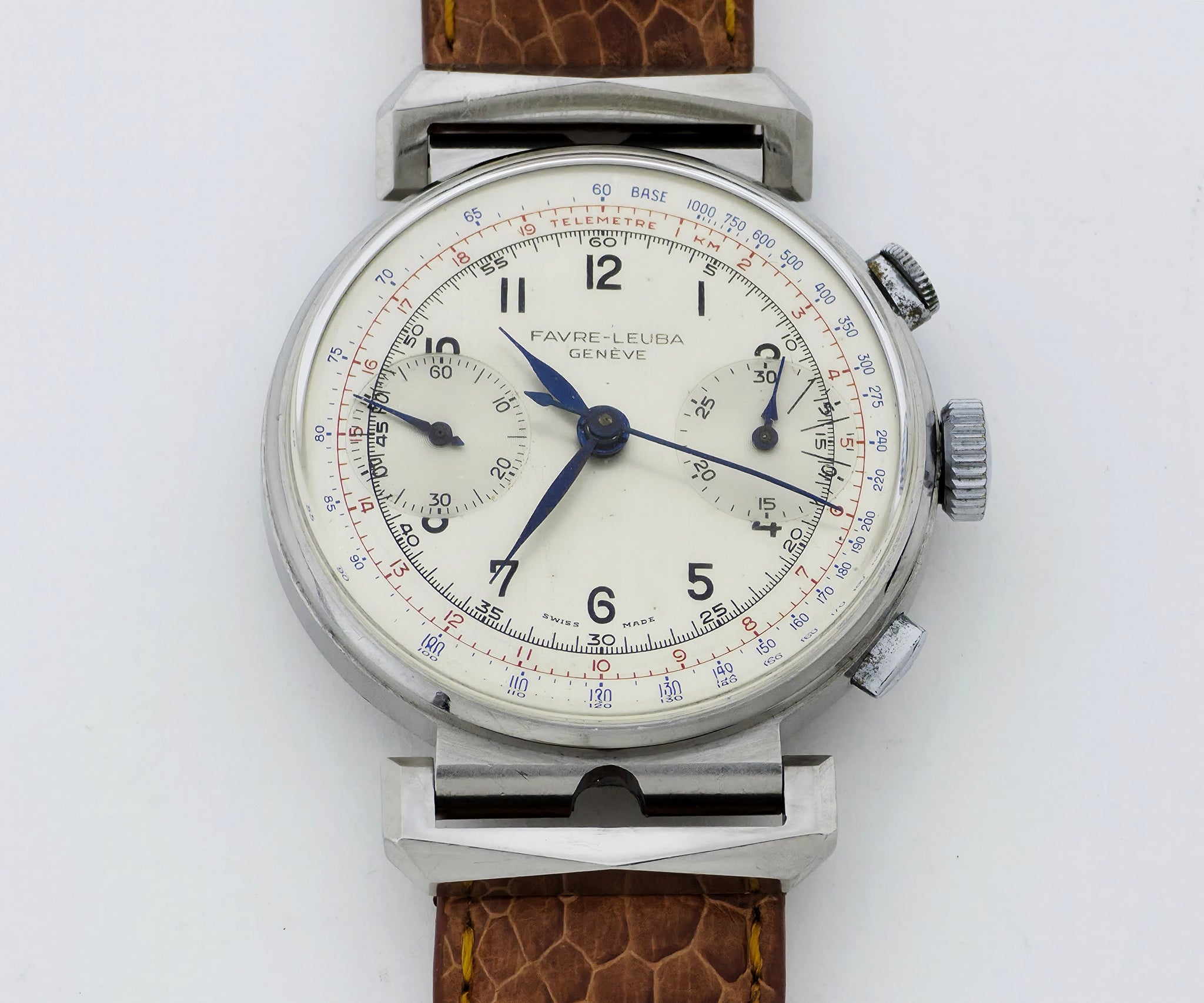 1940s Favre-Leuba Chronograph mechanical Cal.22 Stainless steel case 36mm