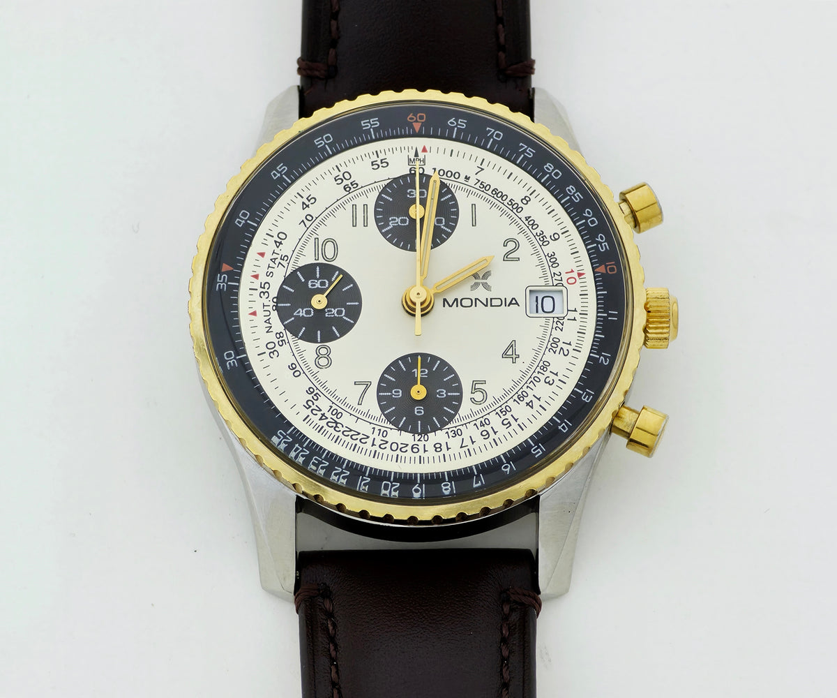 1990s MONDIA TopGun Chronograph automatic Cal. 7750 Two tone case 39mm Ref: 0165