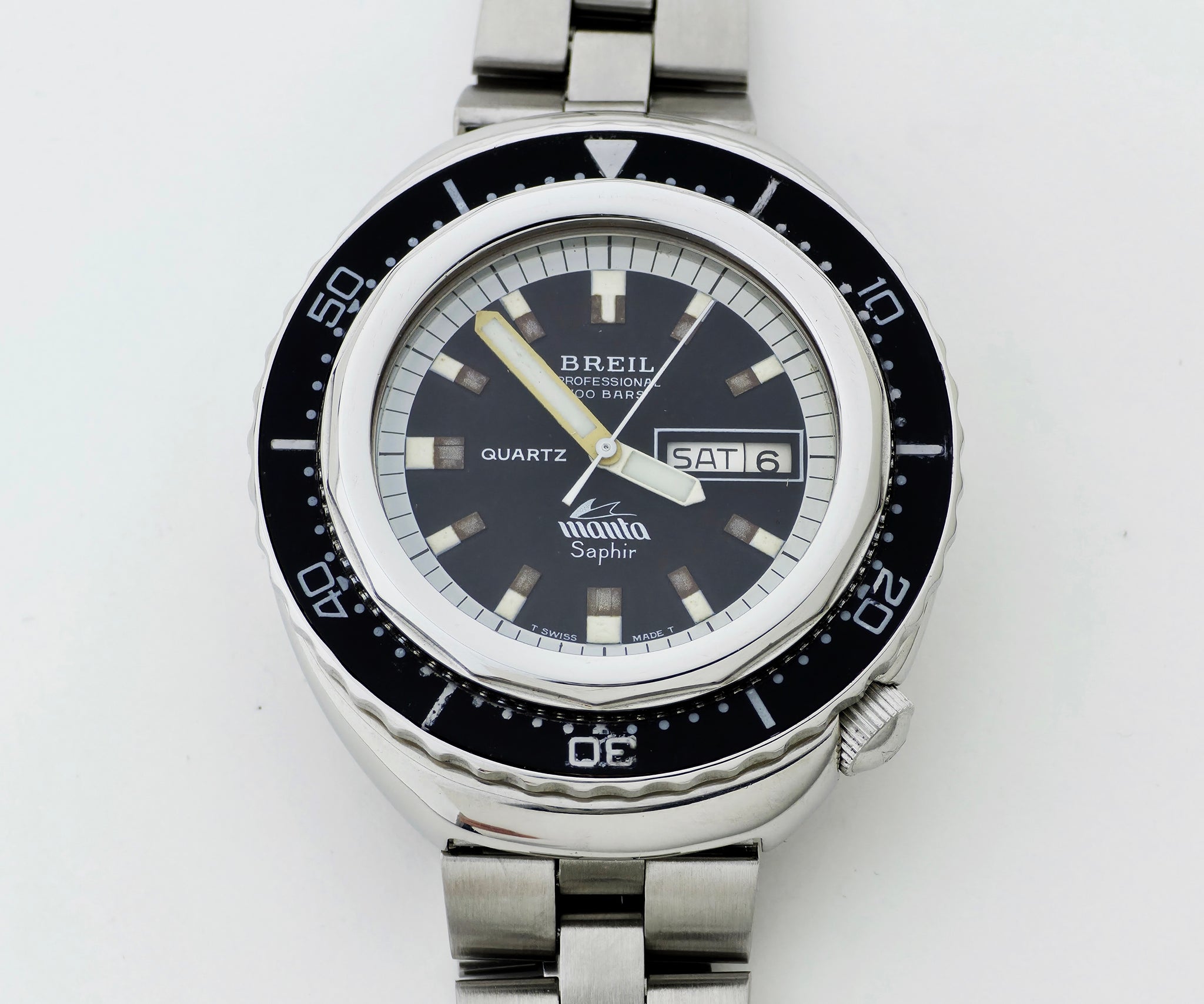 Vintage BREIL MANTA Quartz 1000 meters, Squale-like case 44mm Men's watch