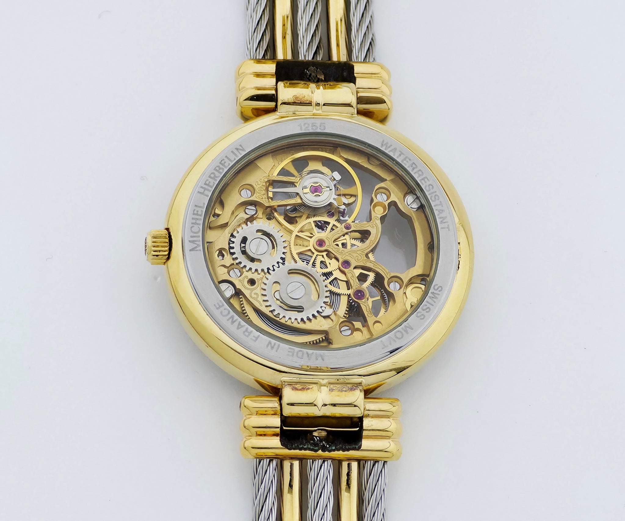 Michel Herbelin Newport Skeleton mechanical, 35mm Steel & Gold plated Ref: 1255