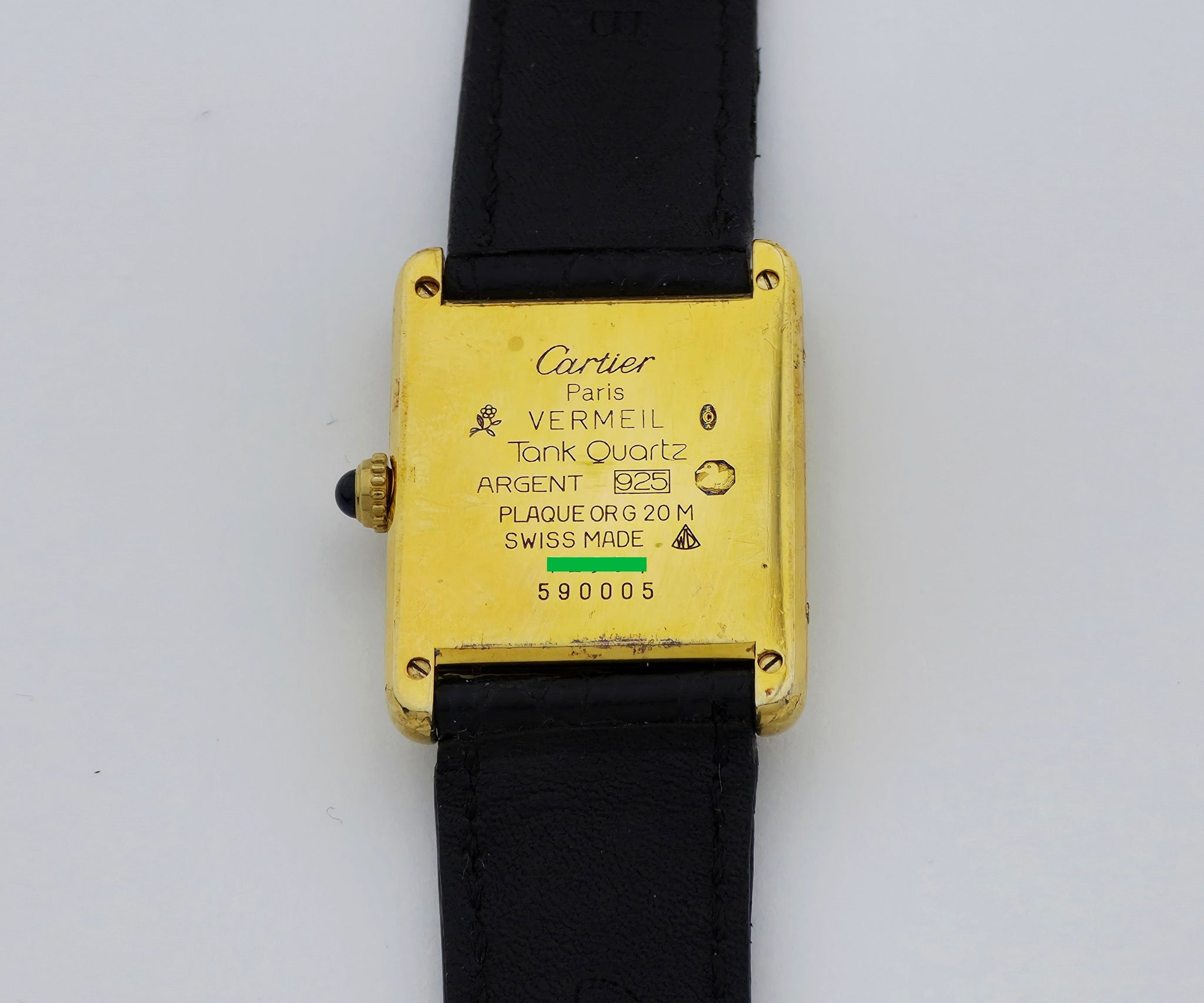 Cartier Tank Vermeil Quartz, 925 Silver & Gold plated Unisex watch Ref: 590005