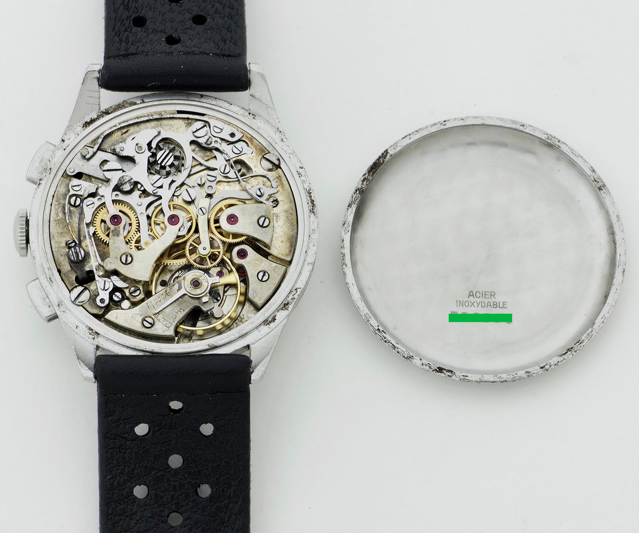 1940s Swiss Chronographe mechanical Excelsior Park 4.  Steel case 35.5mm