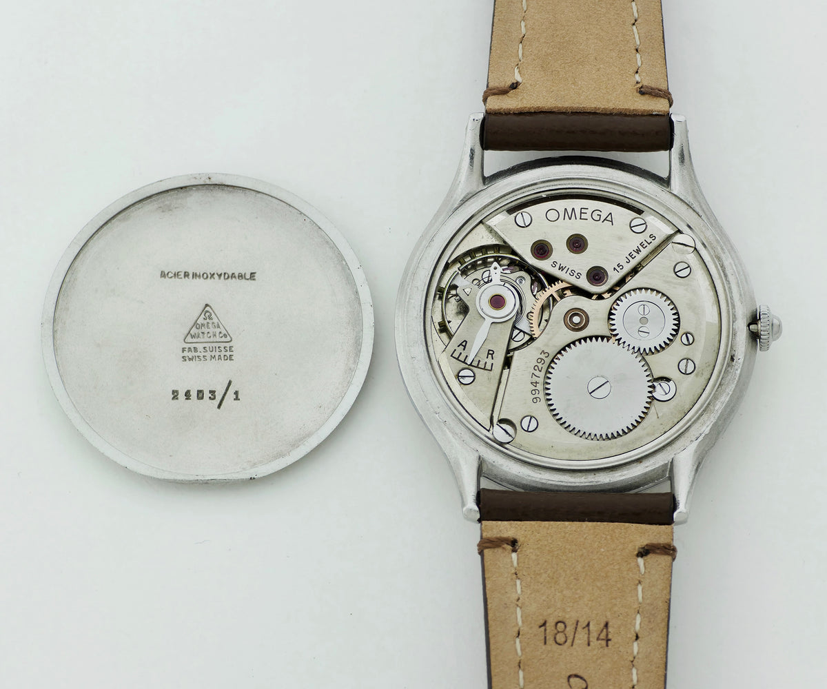 Rare 1940s OMEGA Mechanical Cal. 28 Steel case 35mm for Men’s Ref: 2403/1